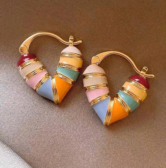 MULTICOLOR HEART EARRINGS