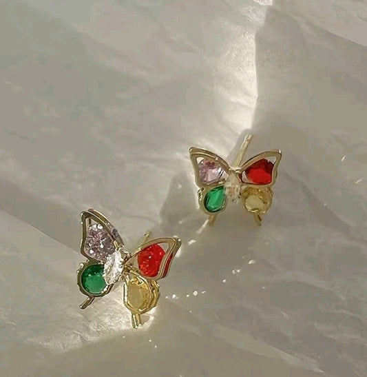 RHINESTONE BUTTERFLY EARRINGS