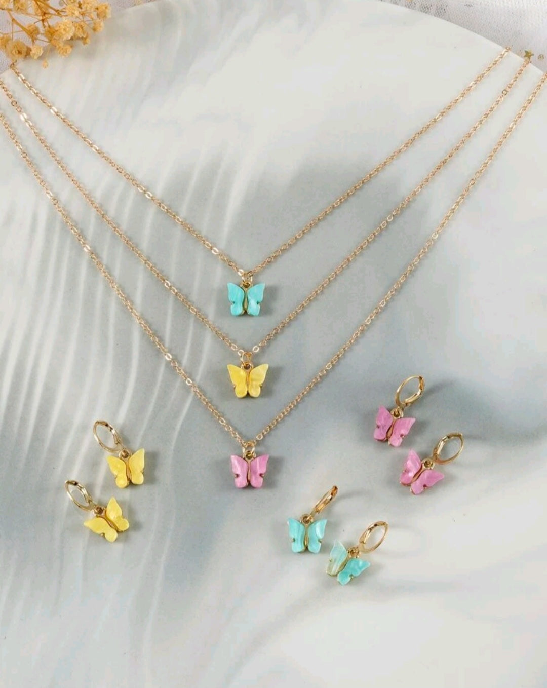 BUTTERFLY NECKLACE & EARRING SET